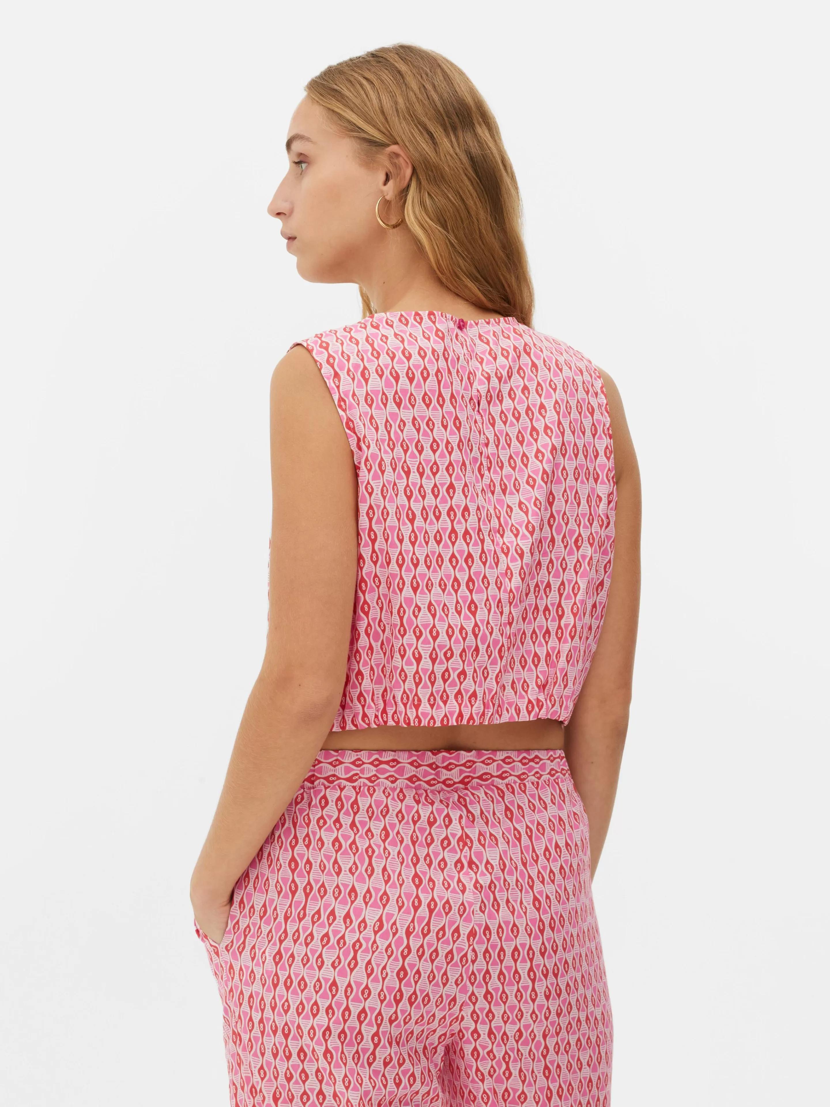 Mujer Primark Camisas Y Blusas | Top Estampado Con Cordón De Ajuste En El Bajo