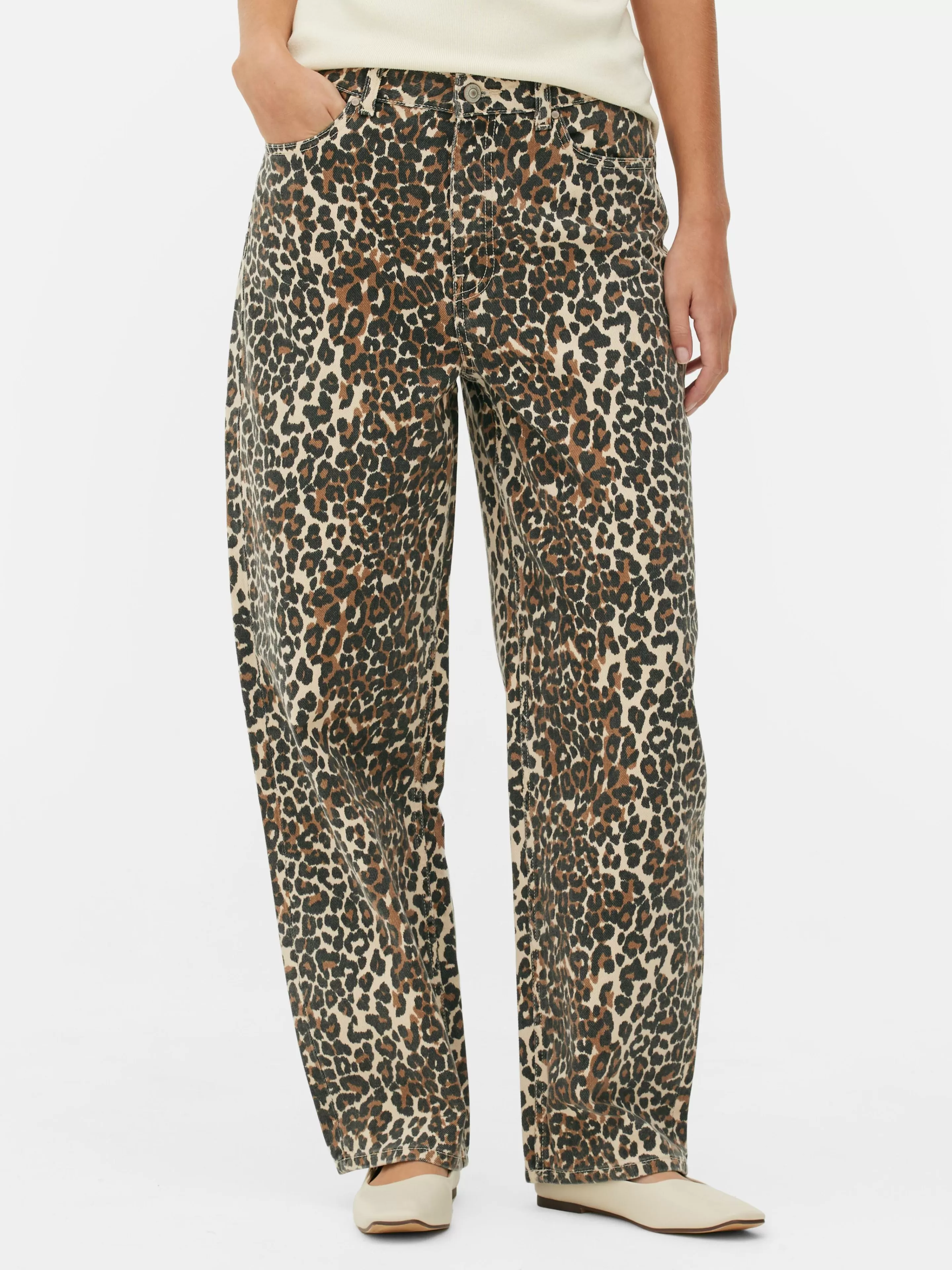 Mujer Primark Vaqueros | Vaqueros De Corte Bombacho Con Estampado De Leopardo