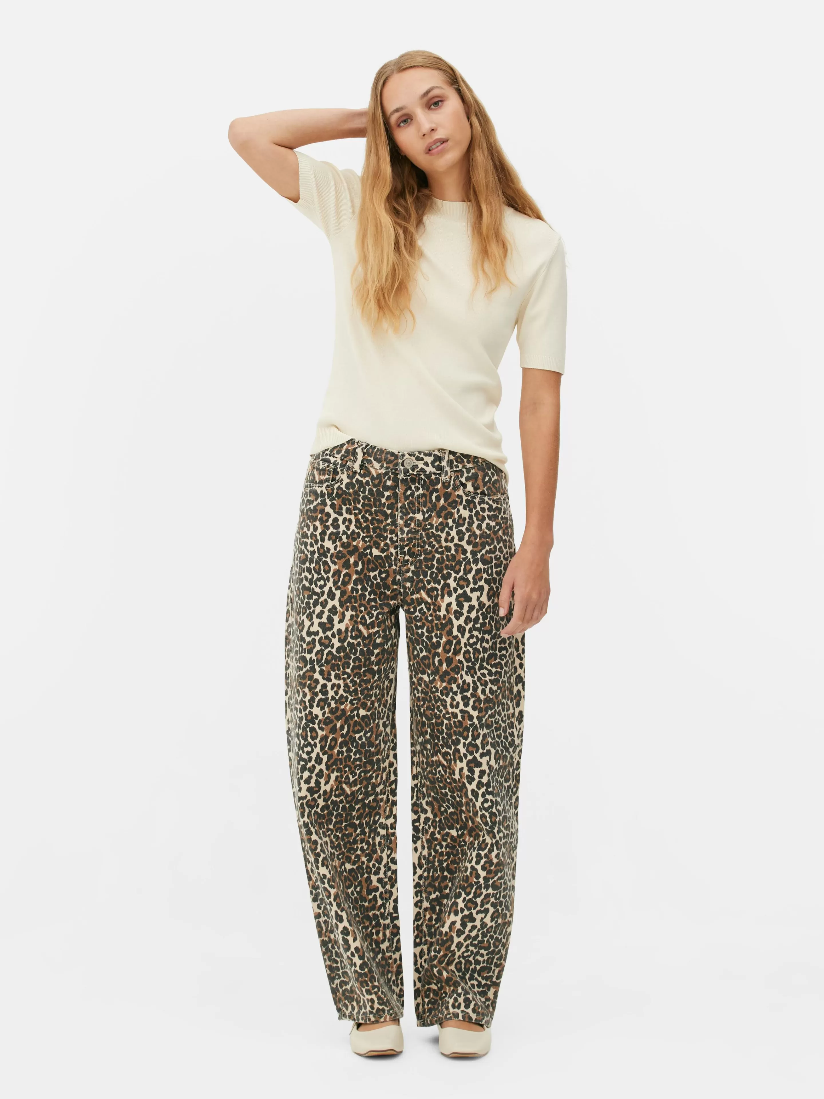 Mujer Primark Vaqueros | Vaqueros De Corte Bombacho Con Estampado De Leopardo
