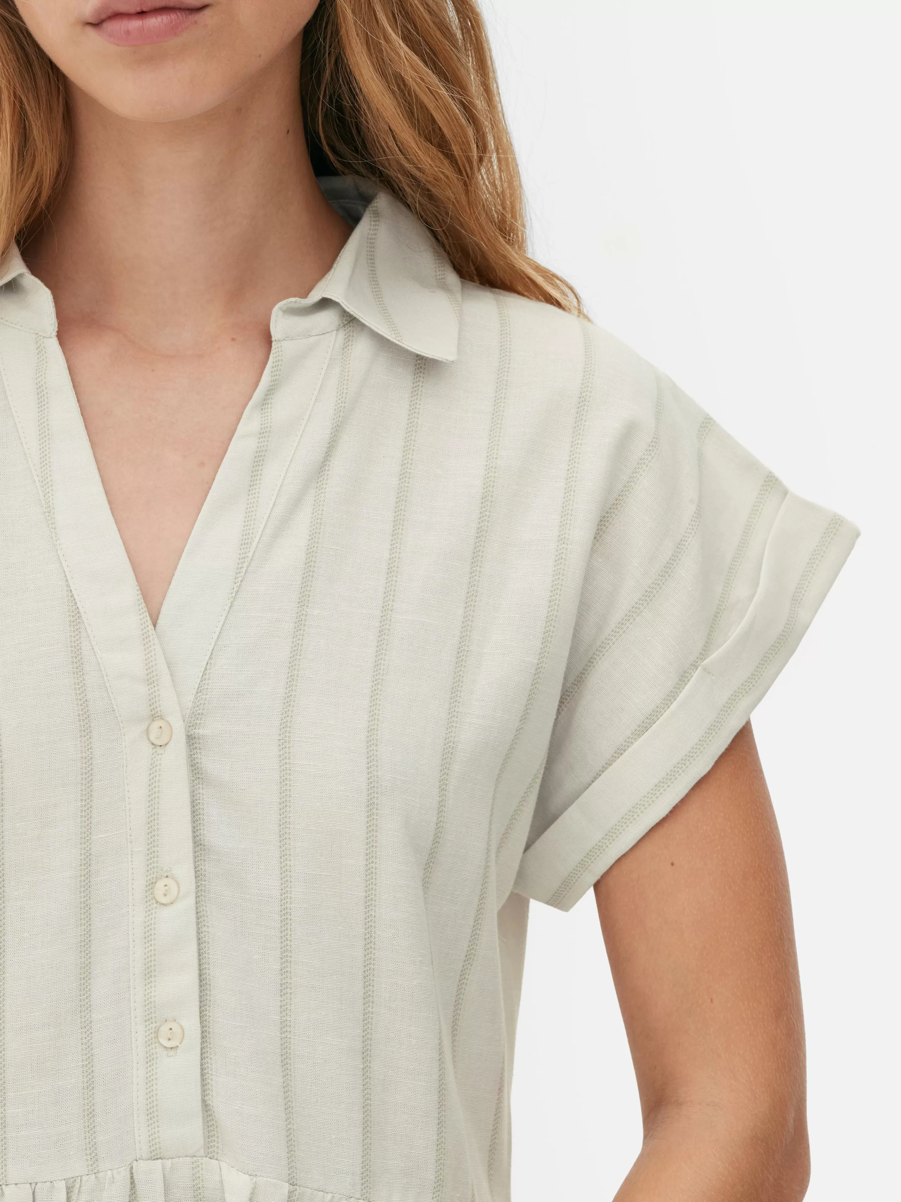 Mujer Primark Vestidos | Vestido Corto Camisero De Manga Corta