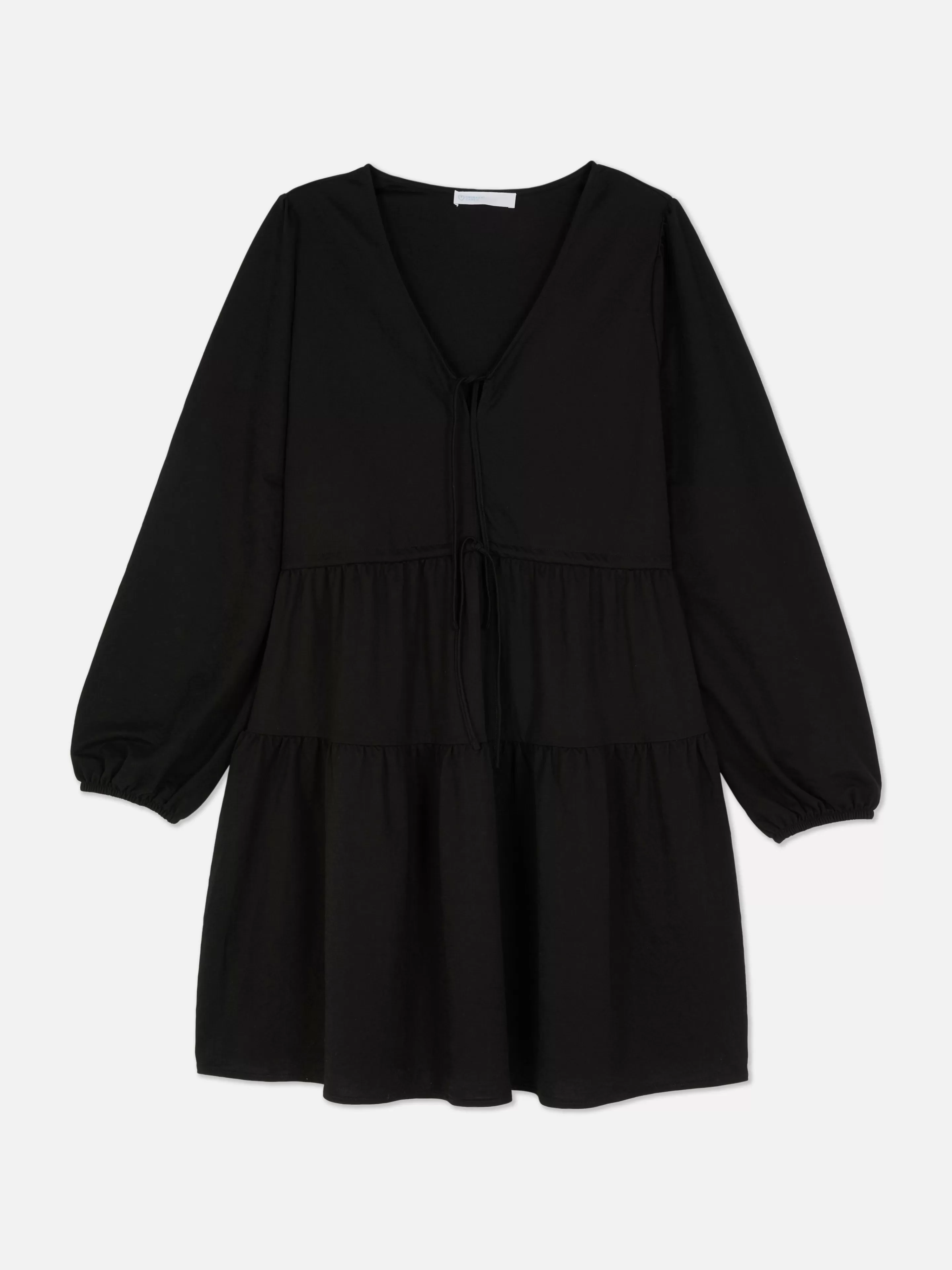 Mujer Primark Vestidos | Vestido Corto Con Vuelo, Cuello De Pico Y Lazada