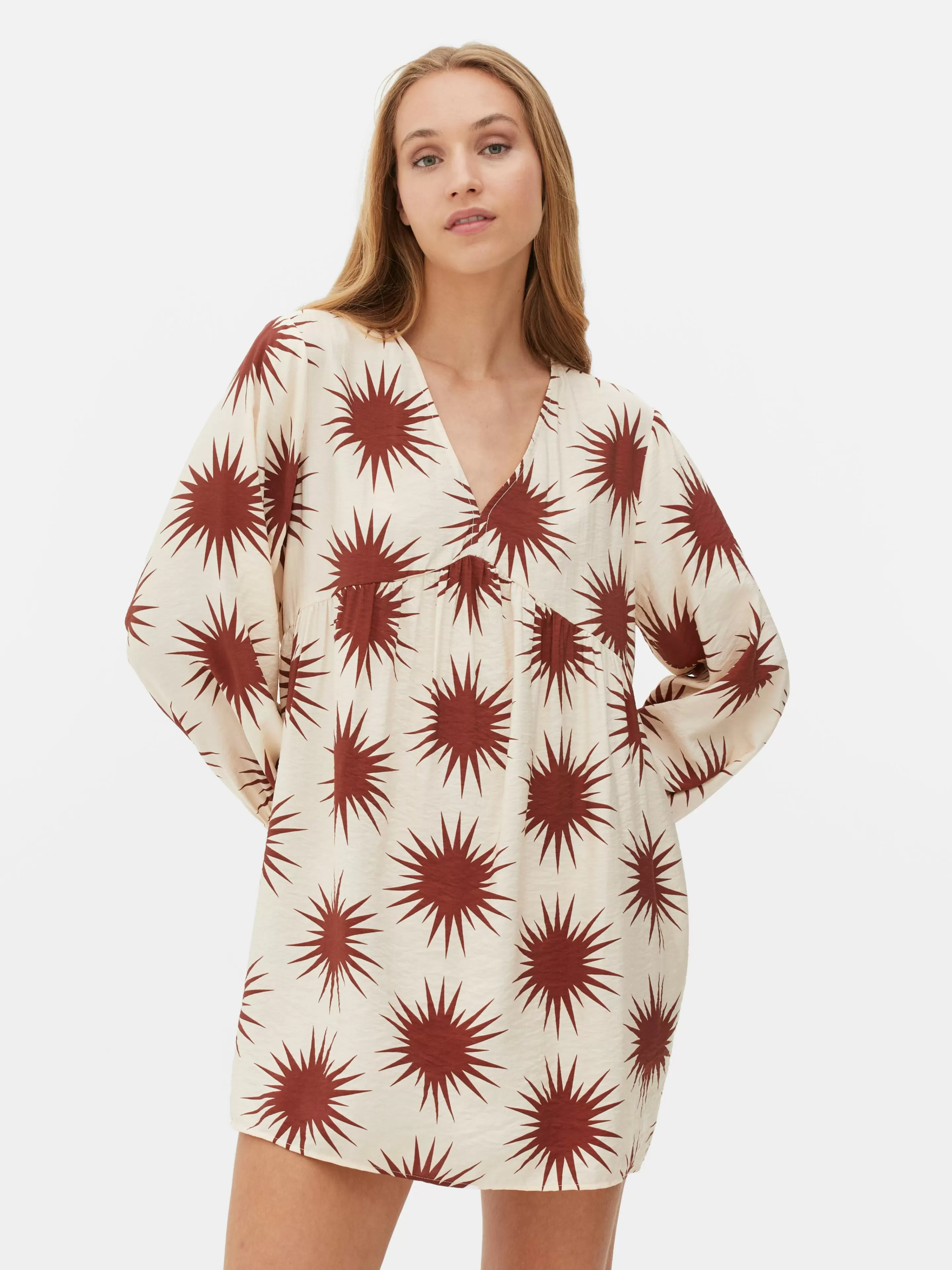 Mujer Primark Vestidos | Vestido Corto De Cuello De Pico Y Con Vuelo