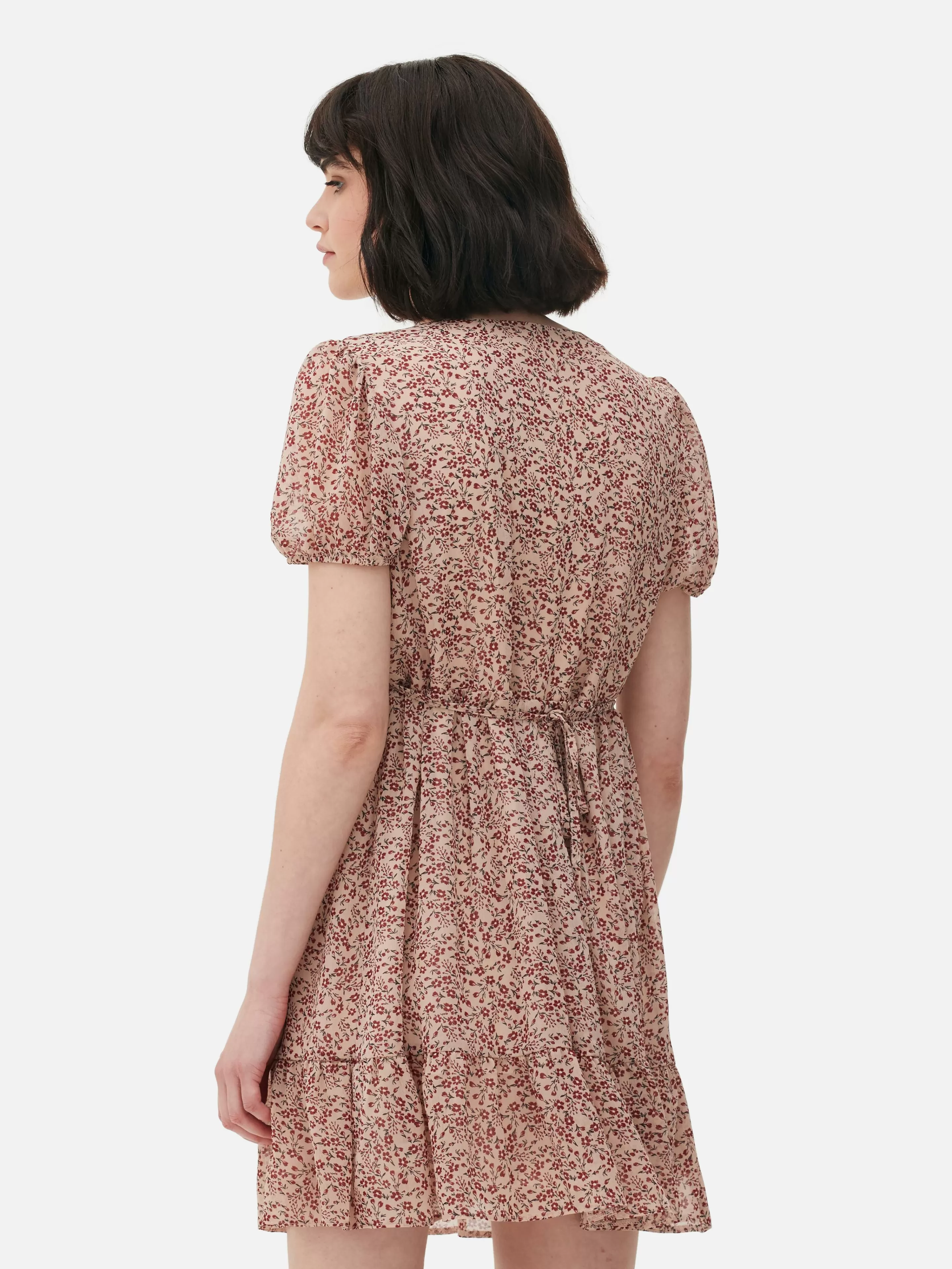 Mujer Primark Vestidos | Vestido Corto De Gasa Con Mangas Abullonadas