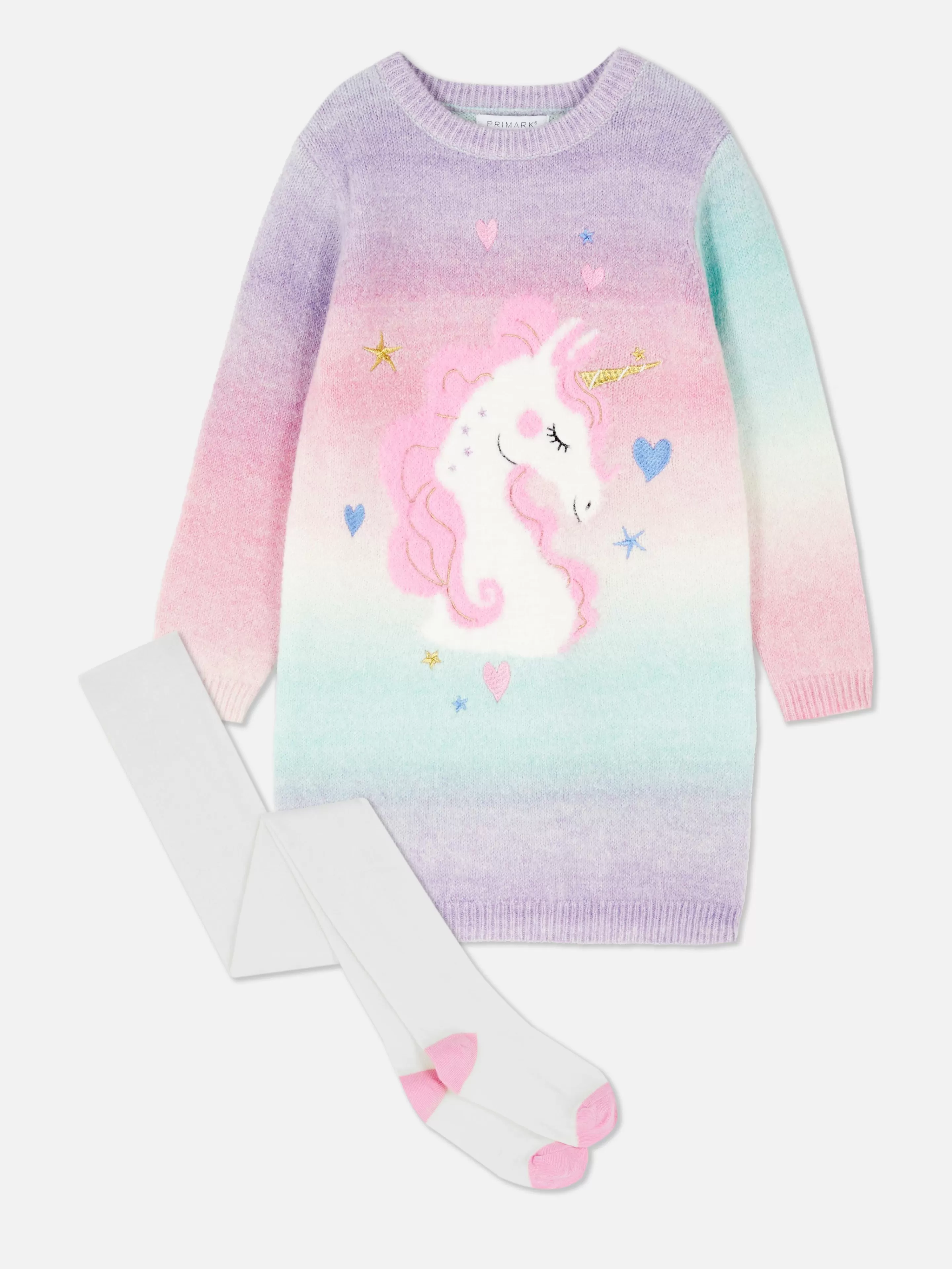 Niños Primark Vestidos | Vestido De Punto Con Unicornio Y Pantis A Juego