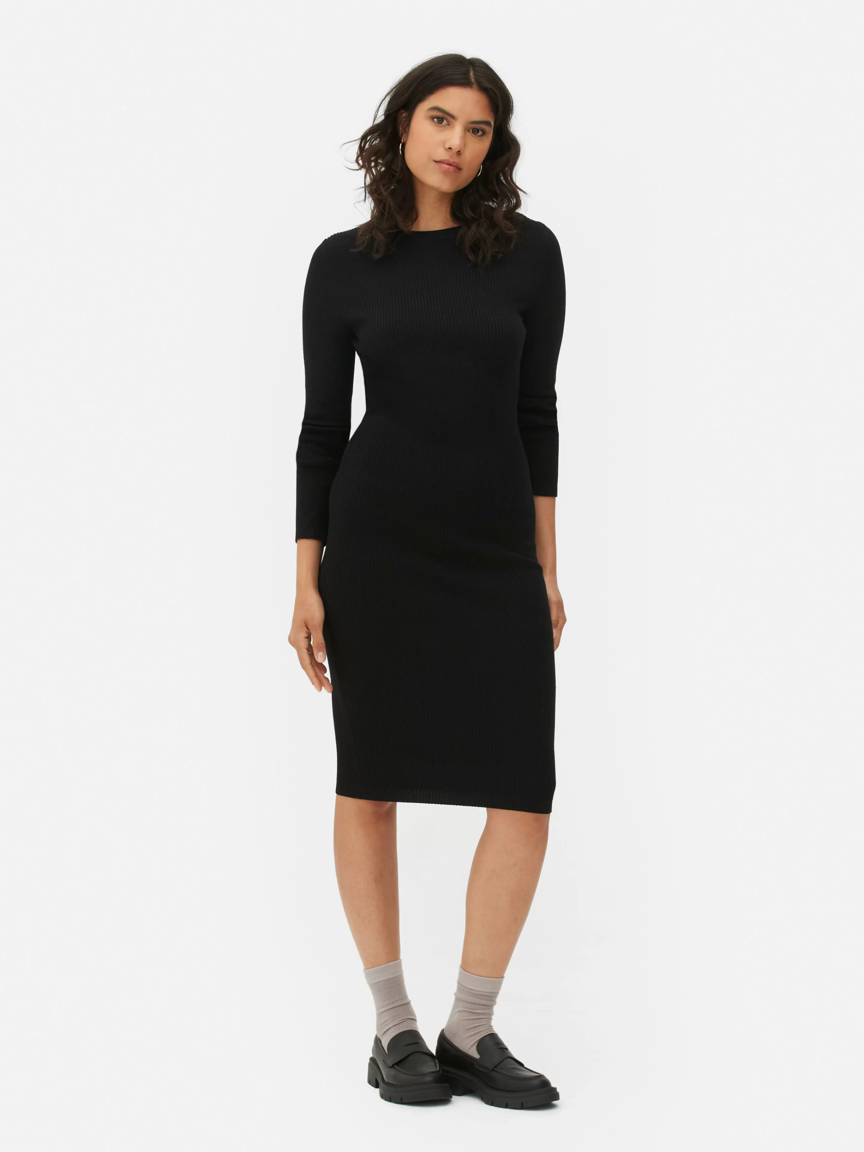 Mujer Primark Vestidos | Vestido Tipo Jersey De Manga Larga Y Cuello Redondo